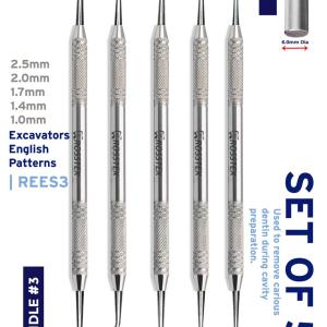 English Excavators Kit with handle no. 3 (pack of 5)